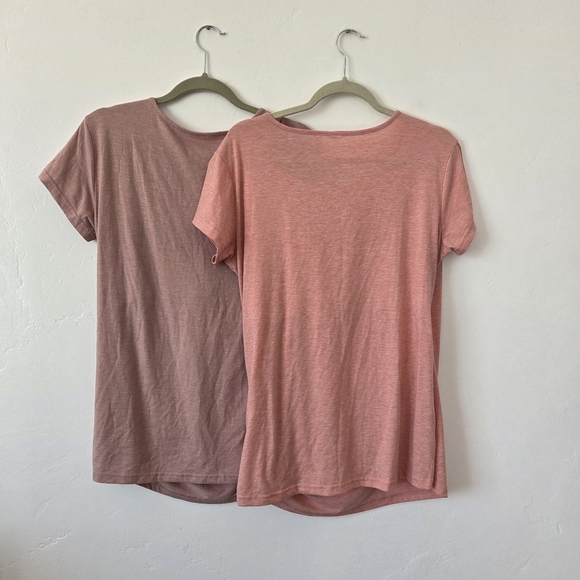 Lot Of 2 Nursing Breastfeeding Shirts Pink XL Short Sleeve High Neck Modest Soft - Picture 8 of 8